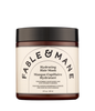 A jar of Fable & Mane Hydrating Hair Mask with coconut and banana, featuring a cream-colored label and dark brown container with a black lid, on a white background.