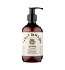 A bottle of Fable & Mane Hydrating Shampoo in an amber brown bottle with a black pump dispenser and a cream-colored label featuring a tiger illustration.
